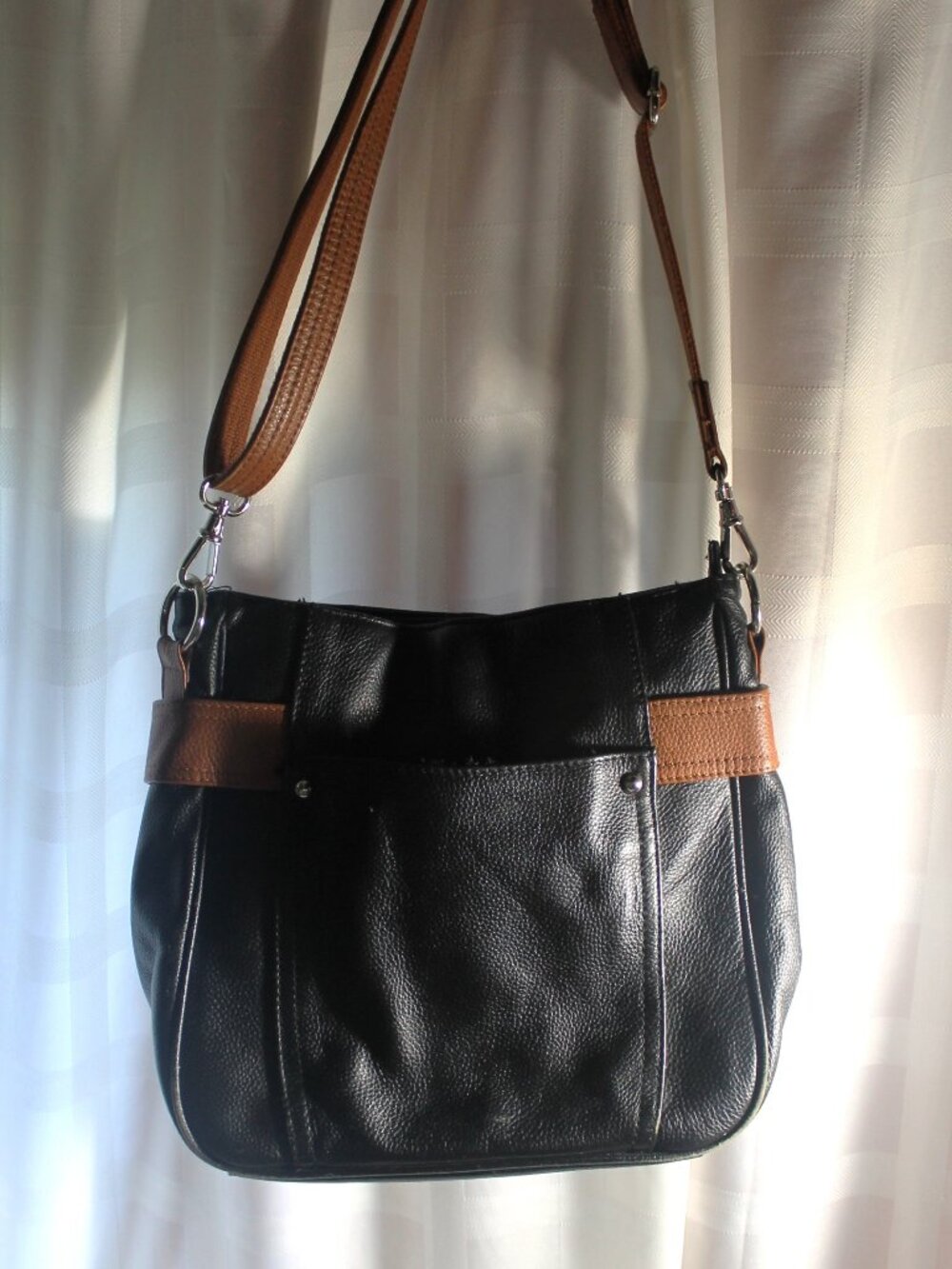 Roma Black Pebbled Leather Concealed Carry Shoulder / Crossbody Bag AS IS